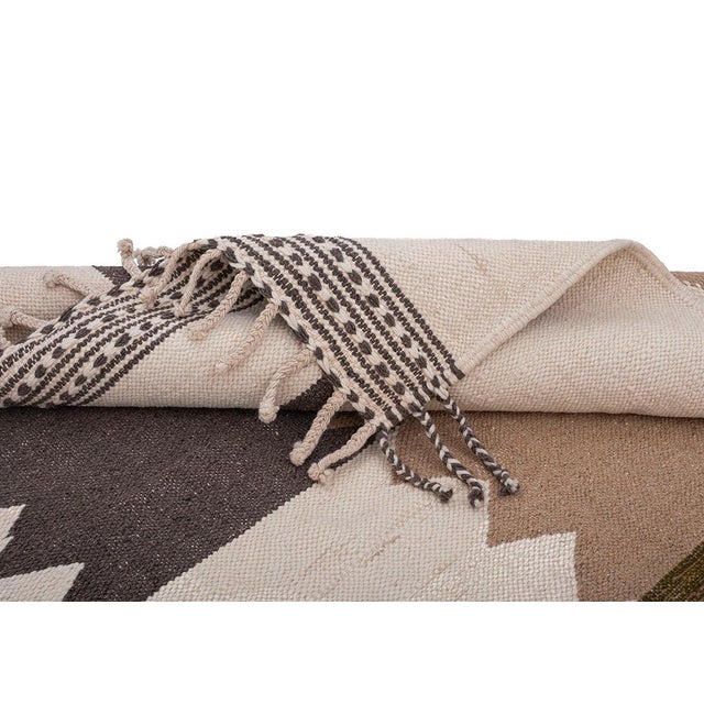 Beige Handwoven Wool Rug by Azele Studio For Sale - Image 8 of 9
