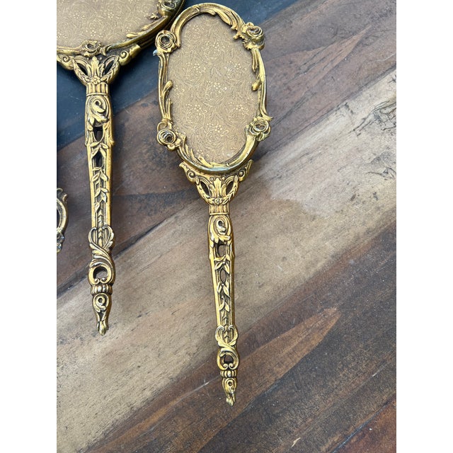 1950s Gold Gilt Vanity Mirror Set - 4 Pieces For Sale In Nashville - Image 6 of 6