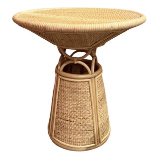 Toffee GM Side Table in Stained Rattan and Glass Top by Popus Editions For Sale