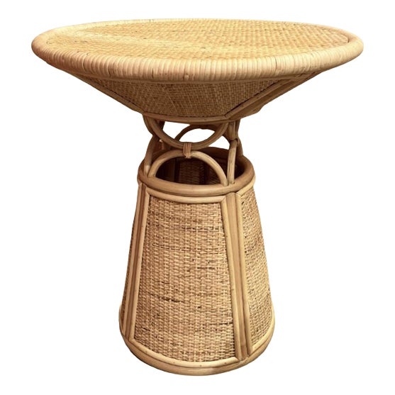 Toffee GM Side Table in Stained Rattan and Glass Top by Popus Editions For Sale