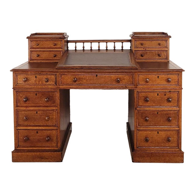 Victorian English Oak Desk For Sale