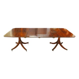 Early 20th Century English Georgian Style Double Pedestal Banquet Dining Table For Sale