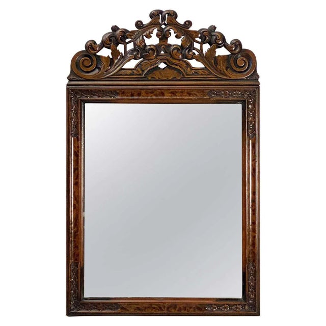 English Rectangular Mirror in Carved Frame of Walnut (H 33 3/8 X W 21) For Sale - Image 13 of 13