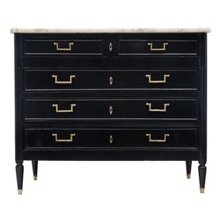 Classic Louis XVI Style Chest, Antique French, Ebonized, 1920s For Sale