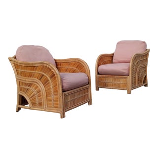 Vintage Bamboo Lounge Chairs - a Pair For Sale