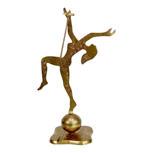 Vintage Art Deco Brass Figural Women Acrobat Dancer Pen Rest Sculpture