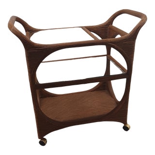 Mid 20th Century Vintage Pencil Reed Bar Cart For Sale