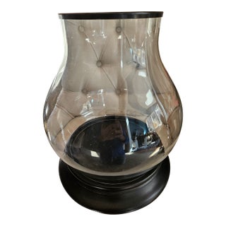 Glass and Wood Hurricane Candle Holder by Pottery Barn For Sale