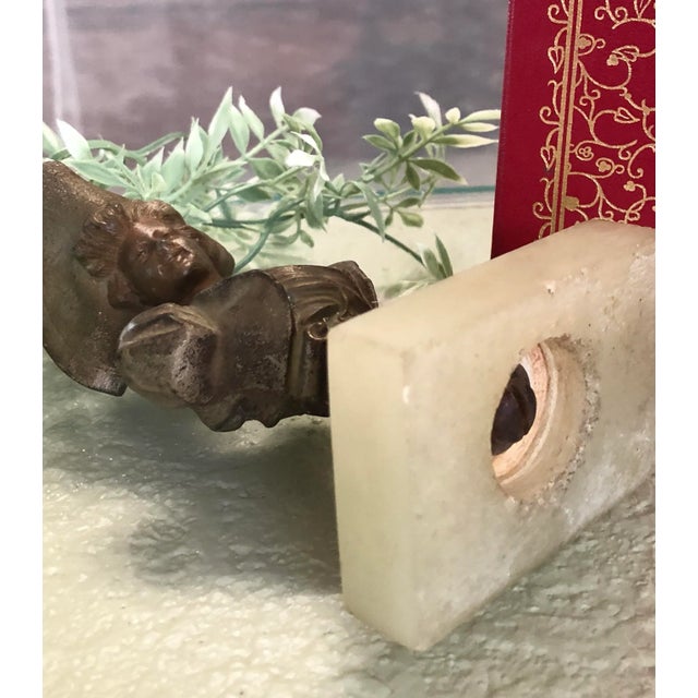 Metal Antique Spelter Bust on Marble Victorian Woman For Sale - Image 7 of 10