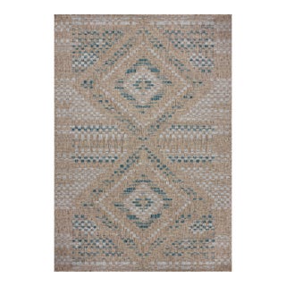 Amber Lewis x Loloi Topanga Natural / Aqua 9'-2" x 12'-0" Area Rug For Sale