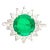 3.02 Carat Vivid Green Round Cut Colombian Emerald & Diamond Halo Platinum Ring, Size 8.25 For Sale
