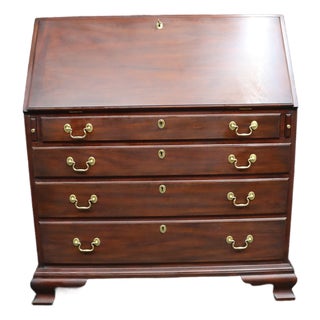 Henkel Harris Mahogany Chippendale Secretary Desk With Fitted Interior For Sale