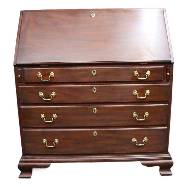 Henkel Harris Mahogany Chippendale Secretary Desk With Fitted Interior For Sale
