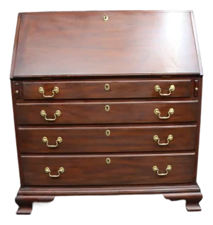 Henkel Harris Mahogany Chippendale Secretary Desk With Fitted Interior