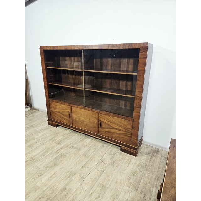 Art Deco Walnut Executive Office Set, 1930s, Set of 2 For Sale - Image 11 of 18