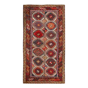 Handmade Antique Kazak Gallery Wool Rug With Multicolor Geometric Pattern