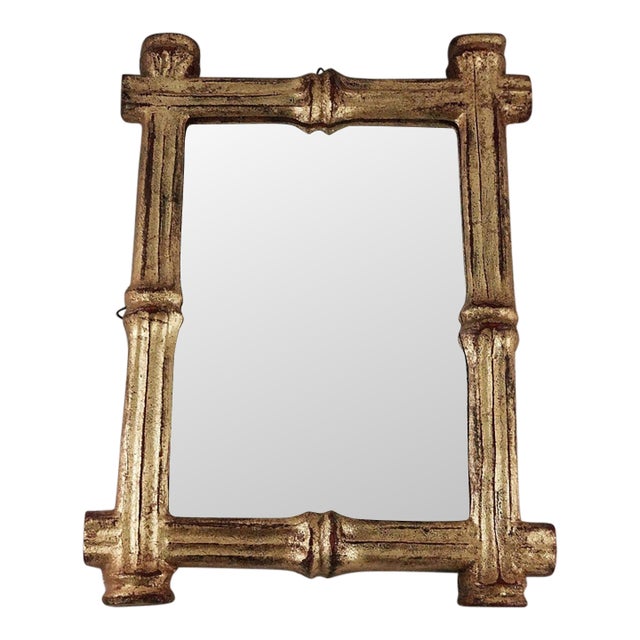 Florentine Gilded Faux Bamboo Accent Mirror For Sale