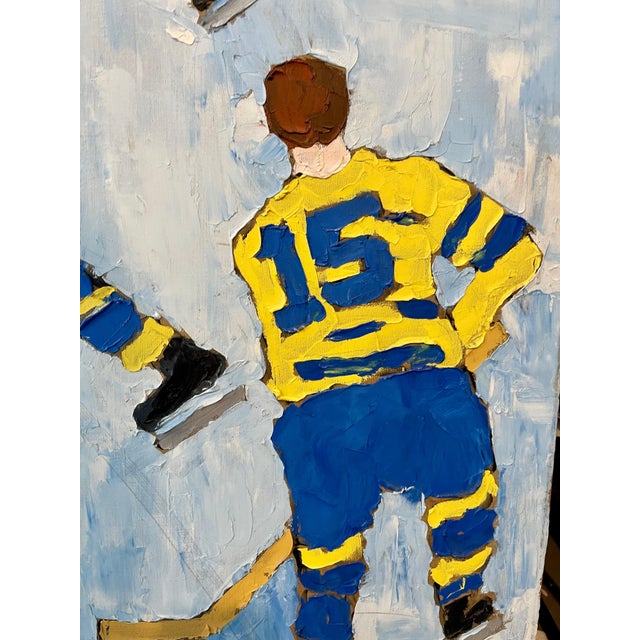 Textile Judy Rifka, Judy Rifka, Abstract Expressionist Oil Painting Hockey Players. Brooke Alexander, 1983 For Sale - Image 7 of 12