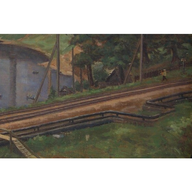 1970s Industrial Landscape Oil Painting, Ukrainian Art (60-93) For Sale - Image 6 of 6