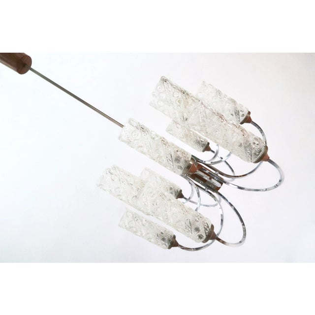 Mid-Century Teak Chandelier, 1960s For Sale - Image 11 of 14