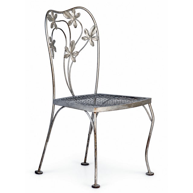 Metal 1920's Silver Floral Backs, Set of 3 For Sale - Image 7 of 15