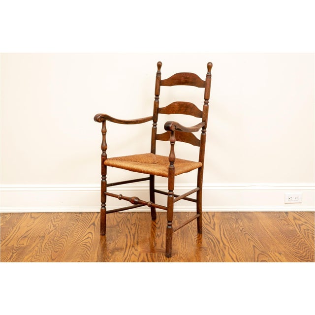 Antique Ladderback Armchair With Ram's Head Arms. For Sale - Image 10 of 18