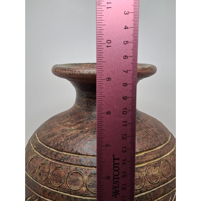 Brown Mid 20th Century Kenyan Kisii Soapstone Vase With Incised Fish and Geometric Motifs - Hand-Carved For Sale - Image 8 of 11