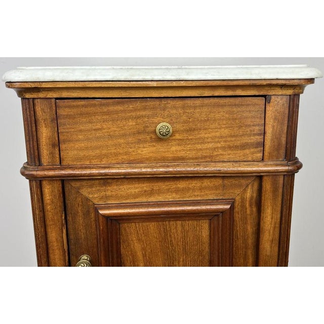 Antique French Walnut Bedside Table with Marble Top For Sale - Image 11 of 16