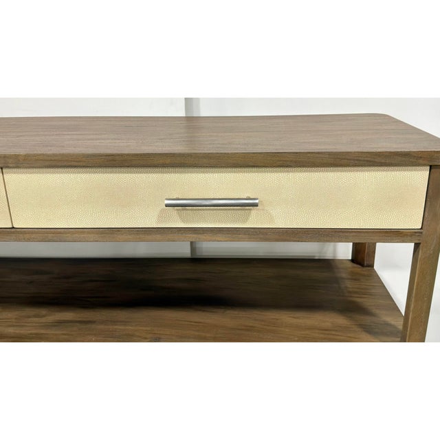 Modern Theodore Alexander Modern Cream Shagreen Laszio Console Table For Sale - Image 3 of 8