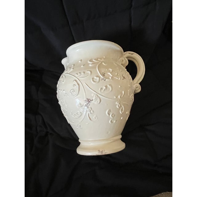 1990s Extra Large Arte Italica Cream Color Rustic Italian Pitcher For Sale - Image 9 of 9