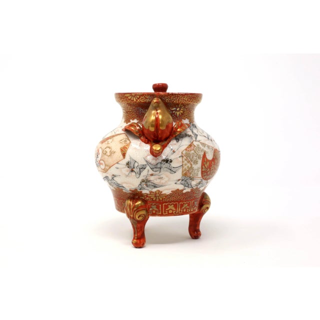 Antique Kutani Incense Burner With Good Luck Cranes For Sale In Tampa - Image 6 of 12