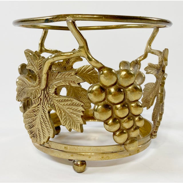 Brass Vintage Cut Glass Champagne Chiller With Brass Grape Motif Base For Sale - Image 8 of 10