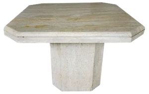 Vintage Italian Octagonal Travertine Coffee Table, 1970s or 1980s