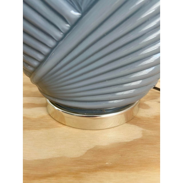 Vintage 80s Deco Revival Gray Cased Glass Table Lamp For Sale - Image 10 of 12