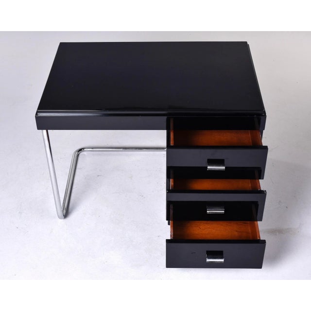 Art Deco Art Deco Era Ebonised Desk With Stainless Frame For Sale - Image 3 of 11