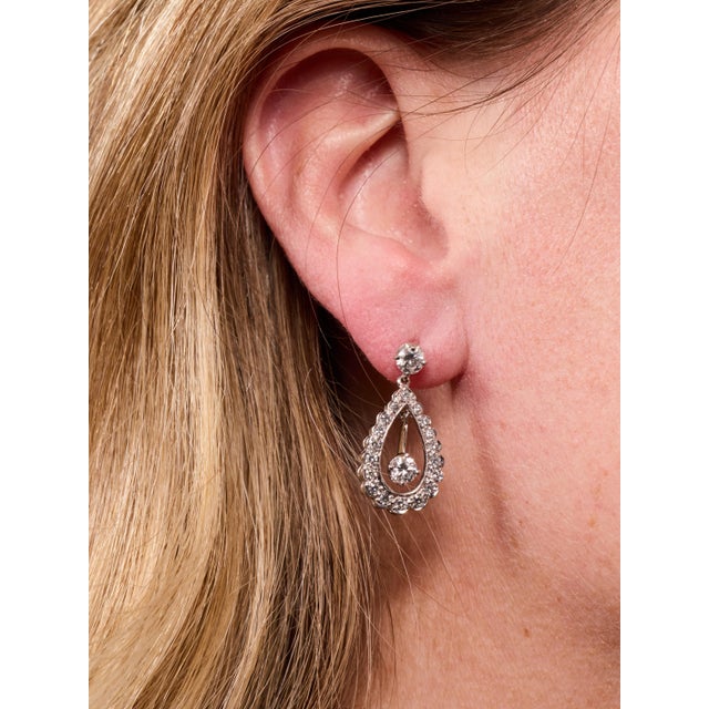 Metal The Menten: Hollywood Glam Era Diamond Dangler Earrings, 2 Pieces For Sale - Image 7 of 8