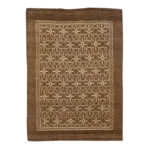 Geometric Modern Moroccan Style Handmade Brown Wool Rug