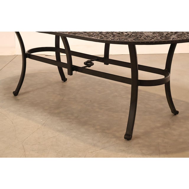 Black Castelle Cast Aluminum Outdoor Dining Table With Six Chairs Patio Set For Sale - Image 8 of 18