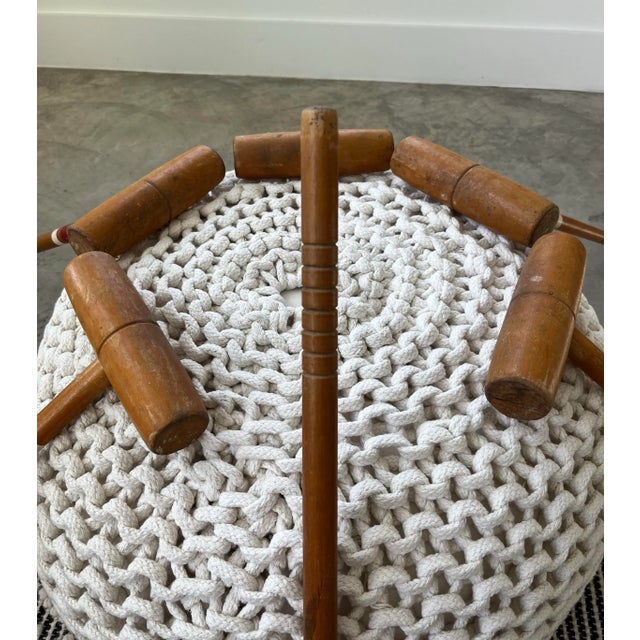 1970s Painted Band Wood Croquet Mallets-Set of 6 For Sale - Image 9 of 10