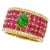 Bochic “Orient” African Ruby, & Jade Vintage Band Ring Set In 18 K Gold & Silver, Size 6.5 For Sale