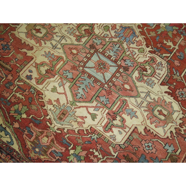 Textile Zabihi Collection Large Antique Persian Square Heriz Rug - 8'6" x 9'2" For Sale - Image 7 of 12