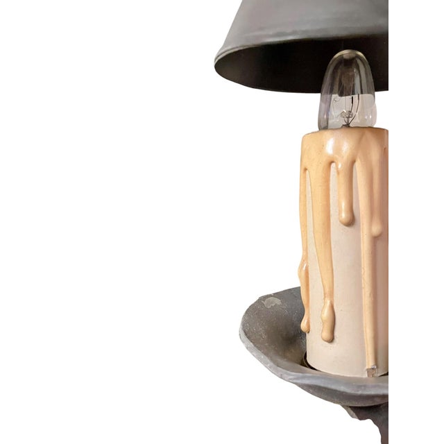 Metal Mid 20th Century Brutalist Hand Forged Iron and Pewter Wall Sconce For Sale - Image 7 of 18