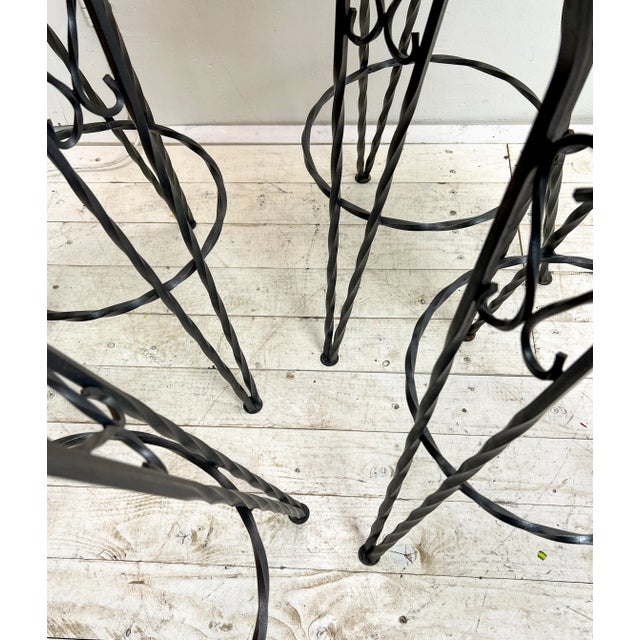 Mid-Century Brutalist Style Wrought Iron Bar Stools, 1960s, Set of 4 For Sale - Image 7 of 12