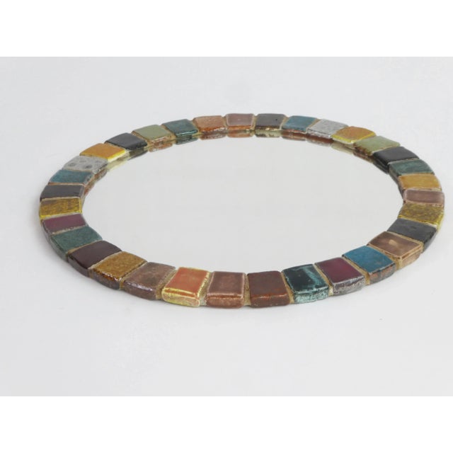 Vintage Round Ceramic Mosaic Mirror For Sale - Image 4 of 8