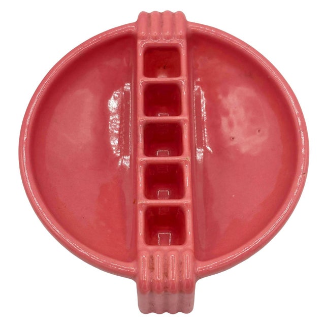 1930s Streamline Art Deco Snuf a Rette Pink Ashtray by National Porcelain Co For Sale - Image 4 of 7
