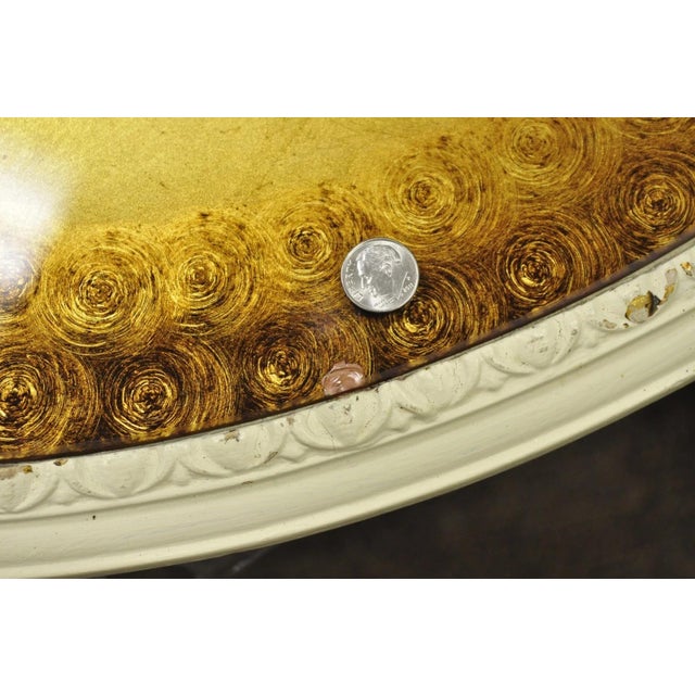 Vintage Hollywood Regency Gold Leaf Glass Kidney Bean Shaped Side Tables - Pair For Sale - Image 14 of 15