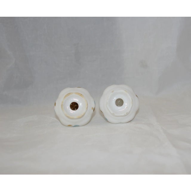 Mid Century Royal Albert Bone China Blue Floral Gold Accents Salt & Pepper Shakers- a Pair For Sale In West Palm - Image 6 of 7