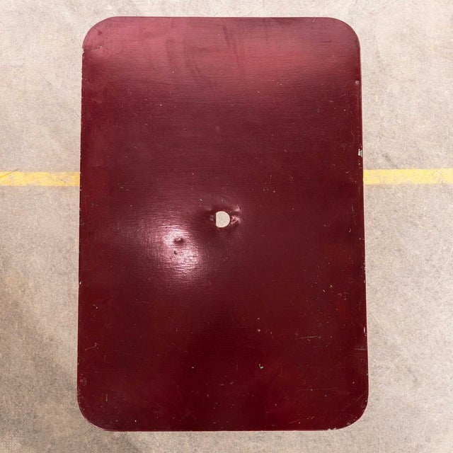 1950's French Dark Red Rectangular Metal Folding Dining Table. Good honest French metal dining table with a hand forged...