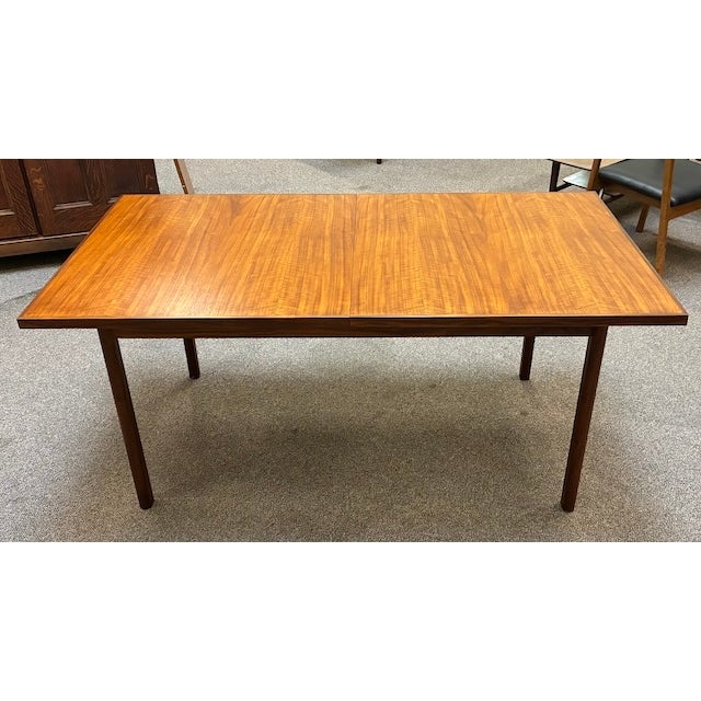 Item #PB122 Mid Century Modern Extending Teak Dining Table c.1960 Classic Mid 20th Century Design - Leaf Stores in Center...
