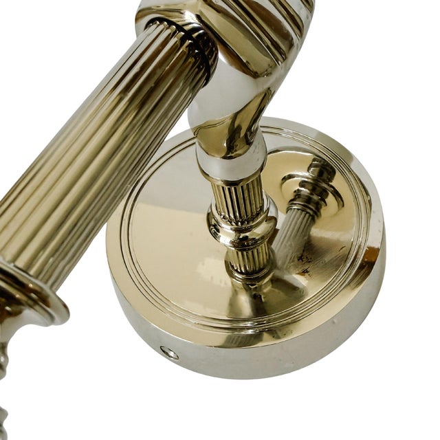 1990s Jacques Adnet Style Polished Nickel Hand Sconce, Wall Lamp For Sale In San Diego - Image 6 of 7